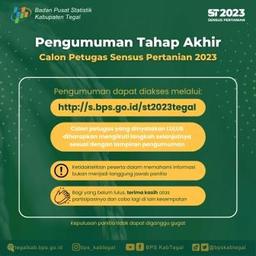 HASIL SELEKSI AKHIR PENERIMAAN CALON PETUGAS SENSUS PERTANIAN 2023 (ST2023)