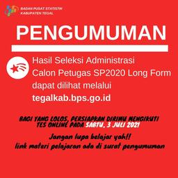 Pengumuman Hasil Seleksi Administrasi Calon Petugas SP2020 Long Form