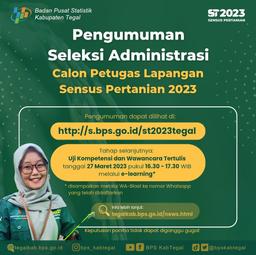 PENGUMUMAN HASIL SELEKSI ADMINISTRASI PENERIMAAN  CALON PETUGAS LAPANGAN SENSUS PERTANIAN 2023